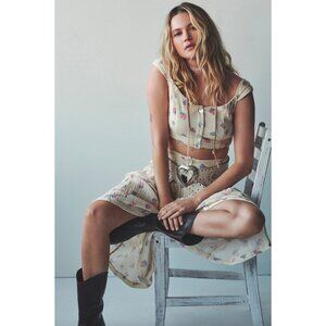 Free People Iris Corset Skirt Set In Multi Floral Combo Size Medium Cottagecore